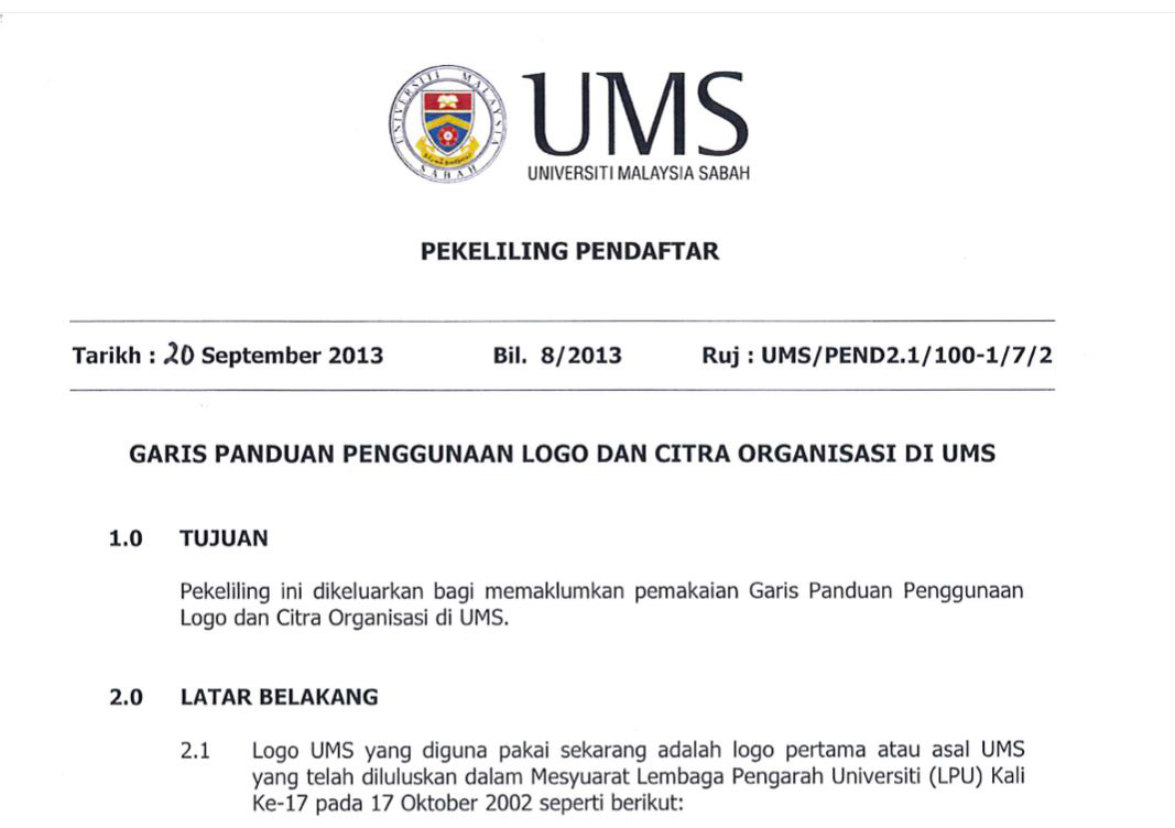  Garis Panduan Penggunaan Logo dan Citra Organisasi di UMS