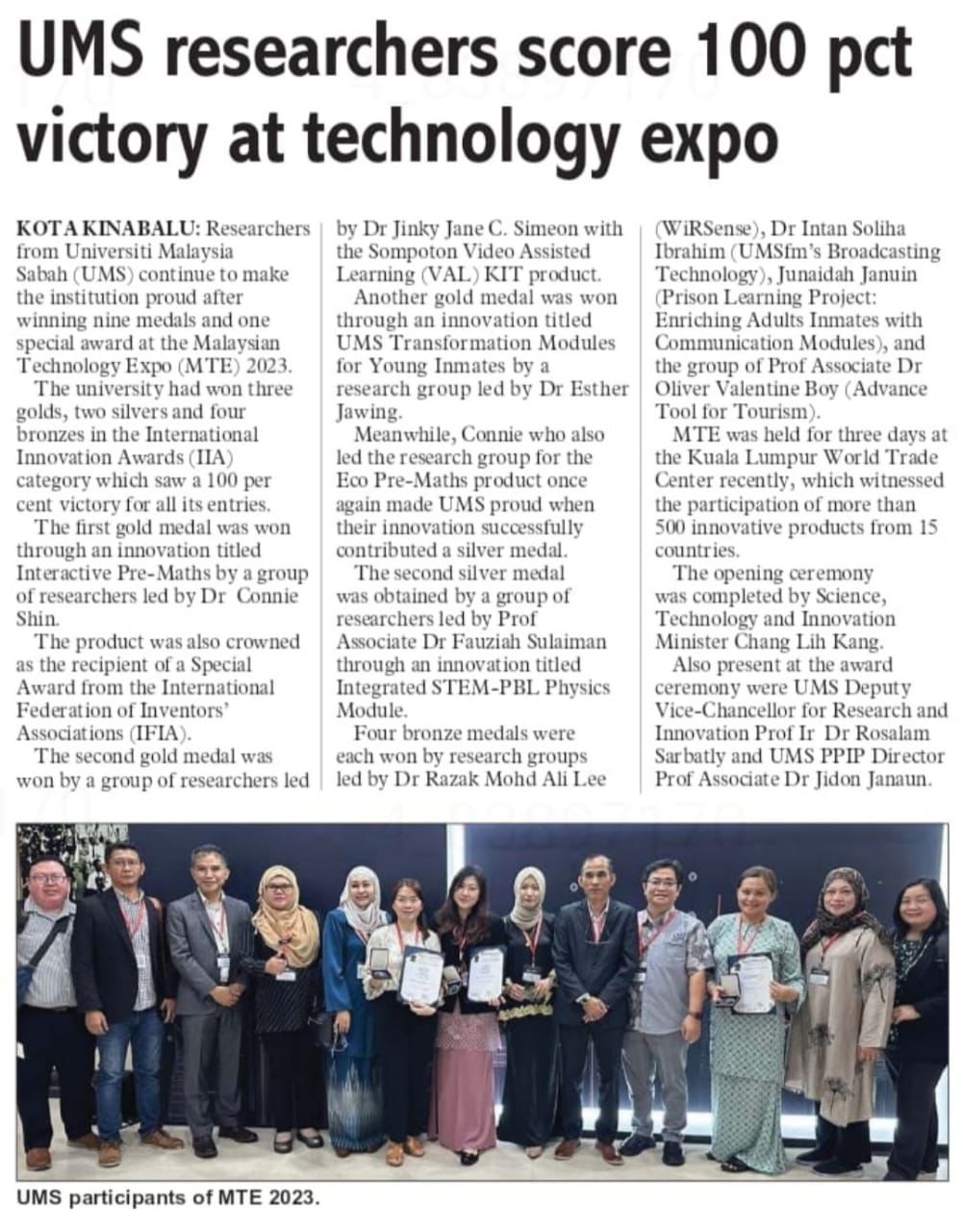 UMS RESEARCHERS SCORE 100 PCT VICTORY AT TECHNOLOGY EXPO