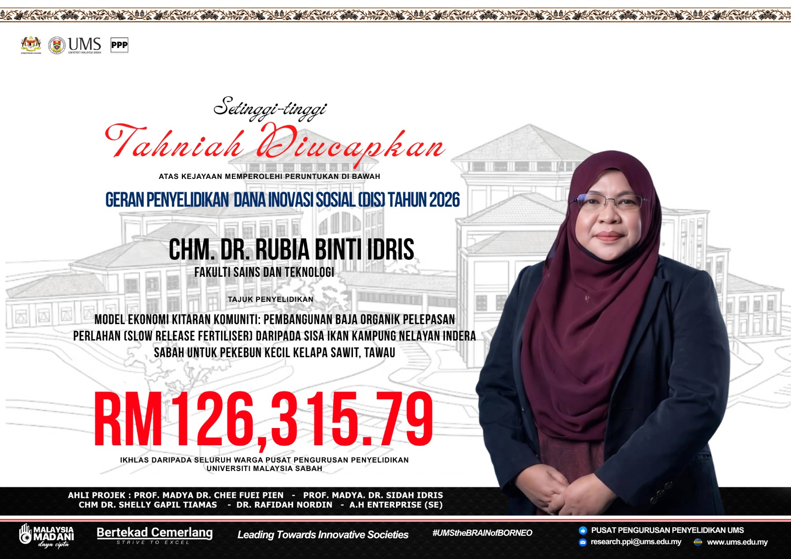 Poster Tahniah CHM. DR. RUBIA BINTI IDRIS