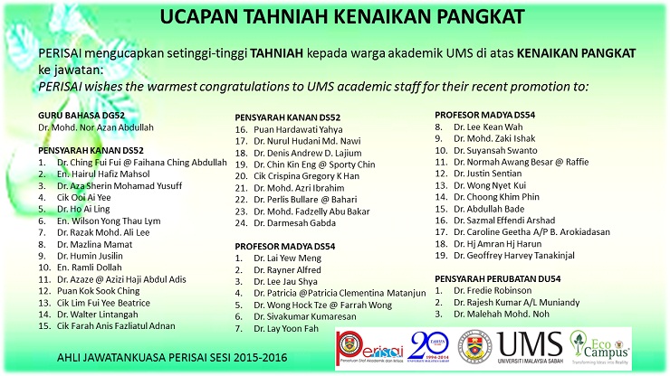 Ums ucapan tahniah kenaikan pangkat kakitangan akademik lihat