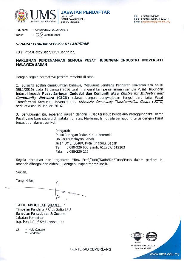 Surat Kelulusan Untuk Tugas Rasmi Ppi Ums